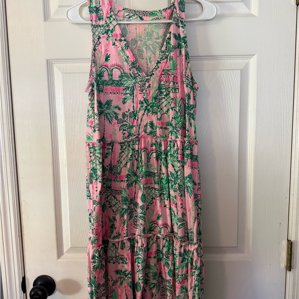 Lilly Pulitzer Pink and Green Tropical Dress